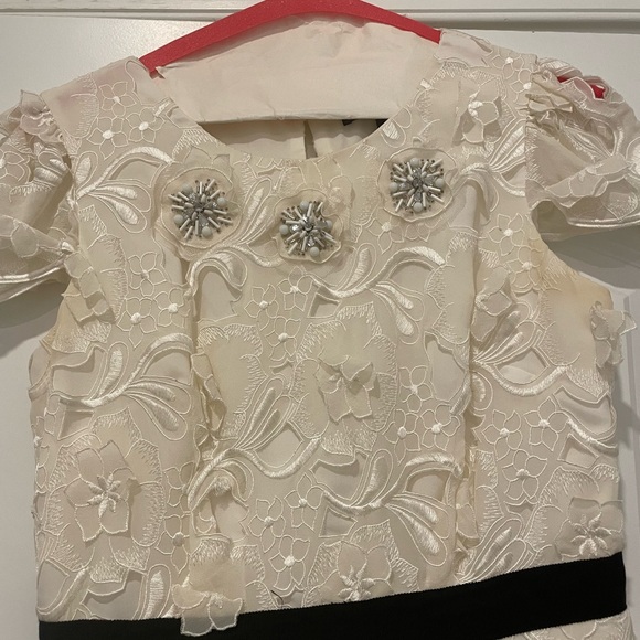 BCBG Beige Beaded Lace Dress - Picture 2 of 4